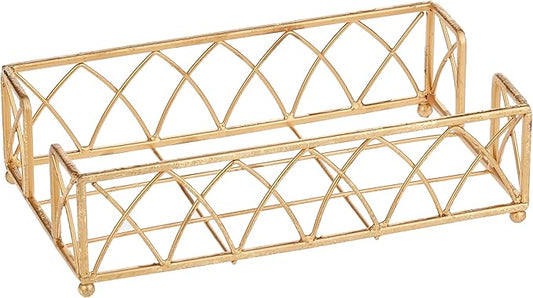 Boston International Arch Design Guest Towel Napkin Holder Caddy, Gold Leaf