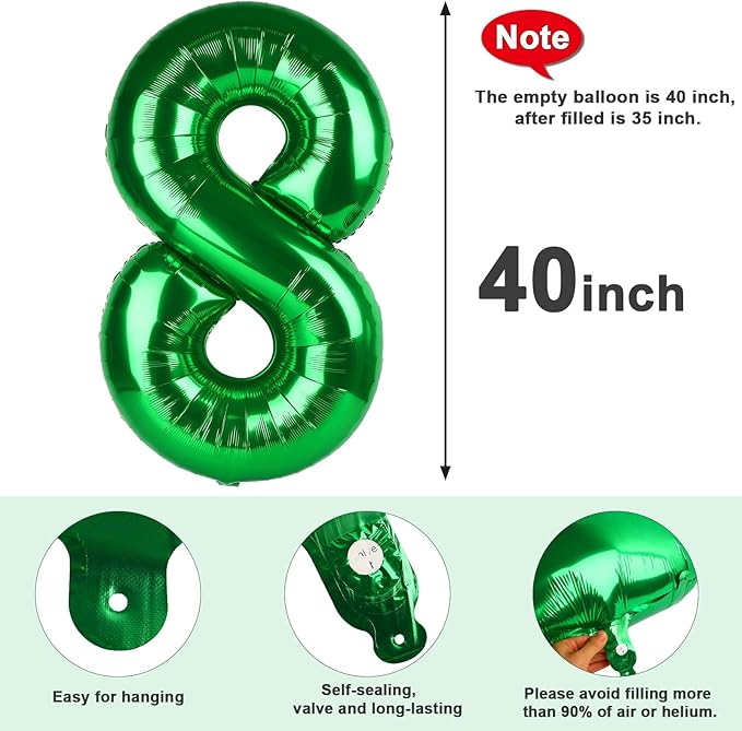 Number 8 Balloons Dark Green Party Decorations for Girl Boys, 40 In Big Balloons for Engagement, Wedding, Celebration Party, Graduations, Photo Shoot