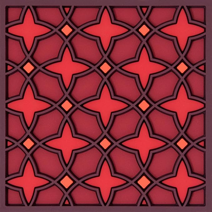 Images d'Orient Coaster Najma Red 9x9cm PVC 50g Washable Shatterproof Heat Resistant Compatible with Most Cookware
