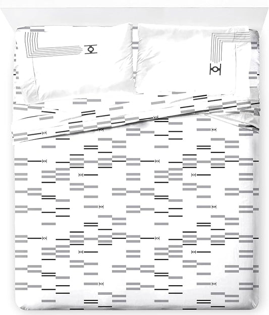 Jay Franco Sheet Set with Fitted, Flat Sheets & Pillow Cover - Ultra-Soft Bedding with Pillowcase for Room Decor, White - Star Wars, 4 Piece King