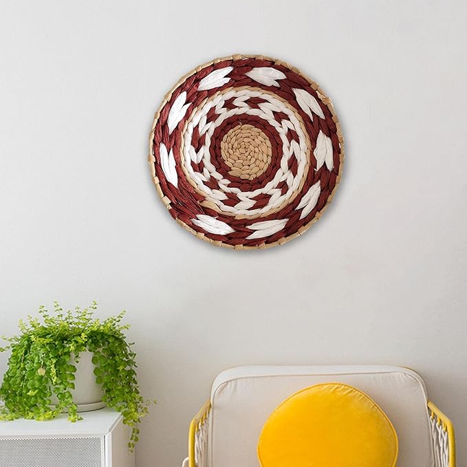 Woven Decor, Hanging Baskets Unique Tapestry for Hallway Bedroom Living Room Home Decorations (Red 30cm)