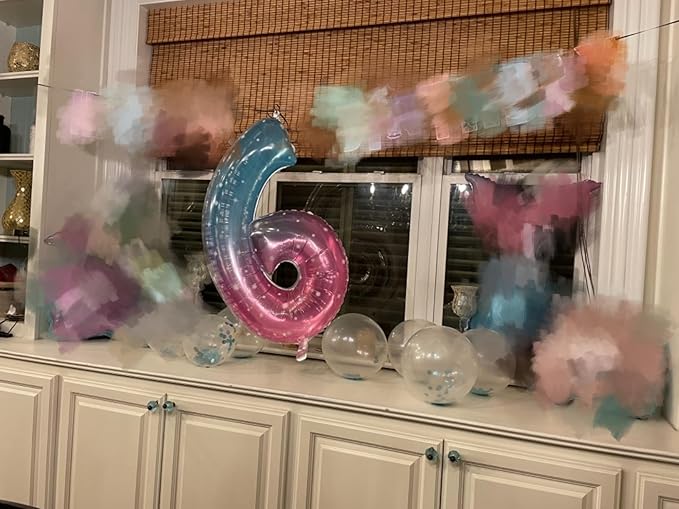 Balloon Numbers 40 Inch, 7 Balloons for Birthday Party, Number Balloons for 7, 17, 27 Game Competition Wedding Anniversaries Party Graduation, Blue and Pink