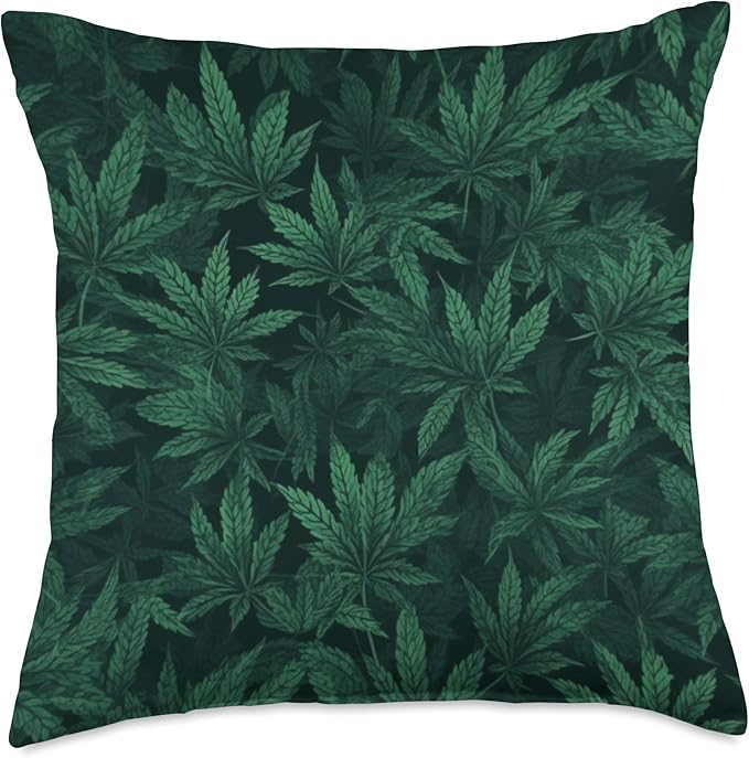 Weed Leaf pattern - Pot-head Sativa and Indica In the Sheets Throw Pillow