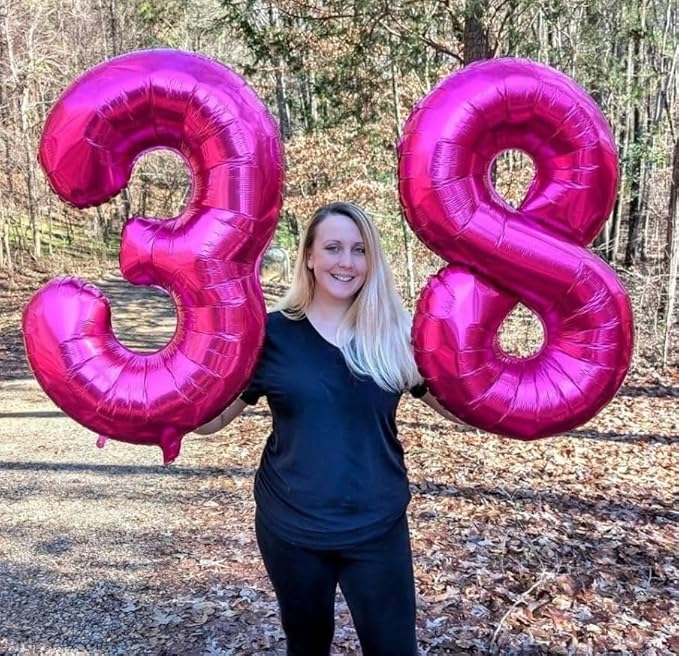 Number 6 Balloon 40 Inch, 6 7 Six Seven Birthday Decorations, 6th Birthday Balloon for Boy Girl, Rose Purple 16 60 61 65 Numbers Balloons Graduations Anniversary Supplies