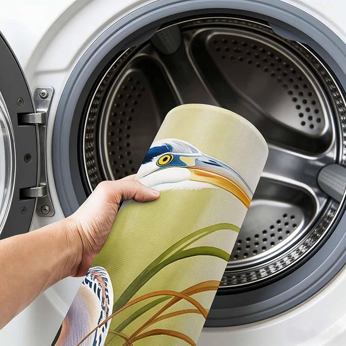 Runner Rug for Bedroom Hallway, Natural Bird Wetland Landscape Kitchen Runner Rugs Area Rug 2x6ft, Wild Heron Grass Washable Soft Floor Carpet for Entryway Stair