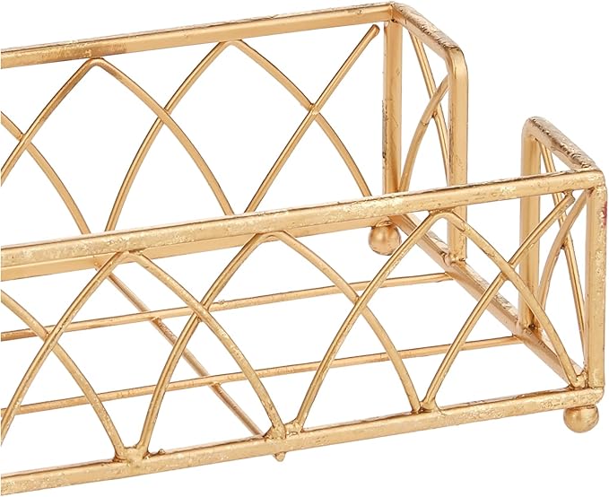 Boston International Arch Design Guest Towel Napkin Holder Caddy, Gold Leaf