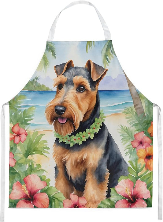 Caroline's Treasures Welsh Terrier Luau Apron Cooking Kitchen Server Baking Crafts Gardening for Adult Women Men, Unisex, Large, Multicolor