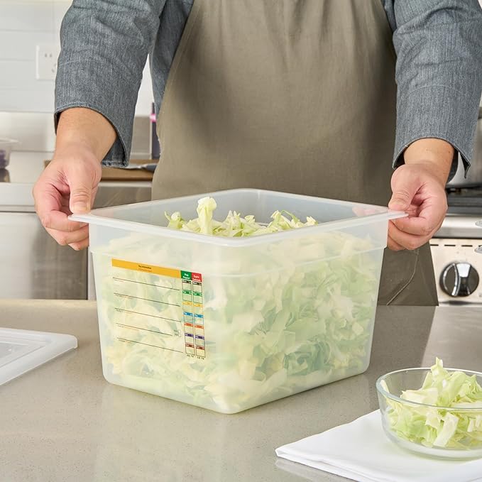 Restaurantware Food Storage Container 10 Pack of 12.7 x 10.3 x 7.8 Inches Plastic Stackable Storage Box White Reusable Label Container Dishwasher Safe For Restaurants And Kitchens