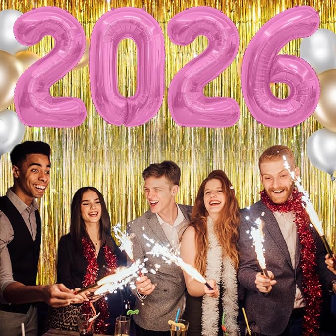 2026 Balloons Pink 2026 Foil Number Balloons, 40 inch 2026 Balloons New Year, Large 2026 Mylar Balloons for 2026 New Years Eve Party Supplies Festival Birthday Anniversary Graduation Decorations