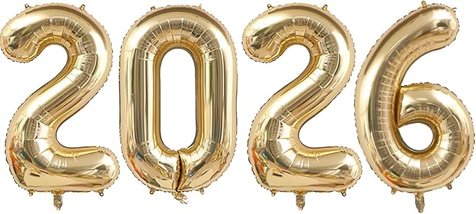 Huge Light Gold 2026 New Year Balloons 40 Inch 2025 Champagne Gold Mylar Foil Helium Number Balloons Christmas New Year Eve Graduation Party Decorations Supplies
