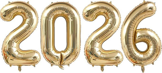 Huge Light Gold 2026 New Year Balloons 40 Inch 2025 Champagne Gold Mylar Foil Helium Number Balloons Christmas New Year Eve Graduation Party Decorations Supplies
