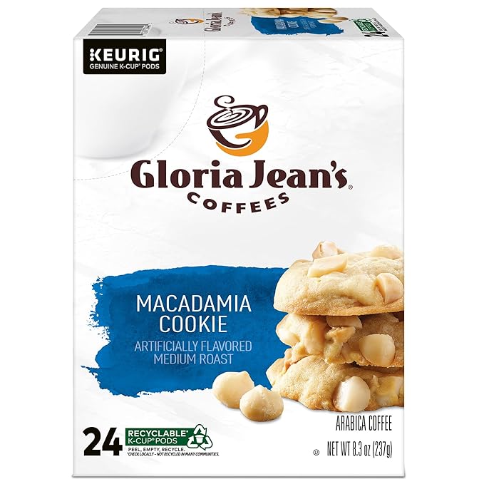 Gloria Jean's Macadamia Cookie Keurig Single-Serve K-Cup Pods, Medium Roast Coffee, 96 Count