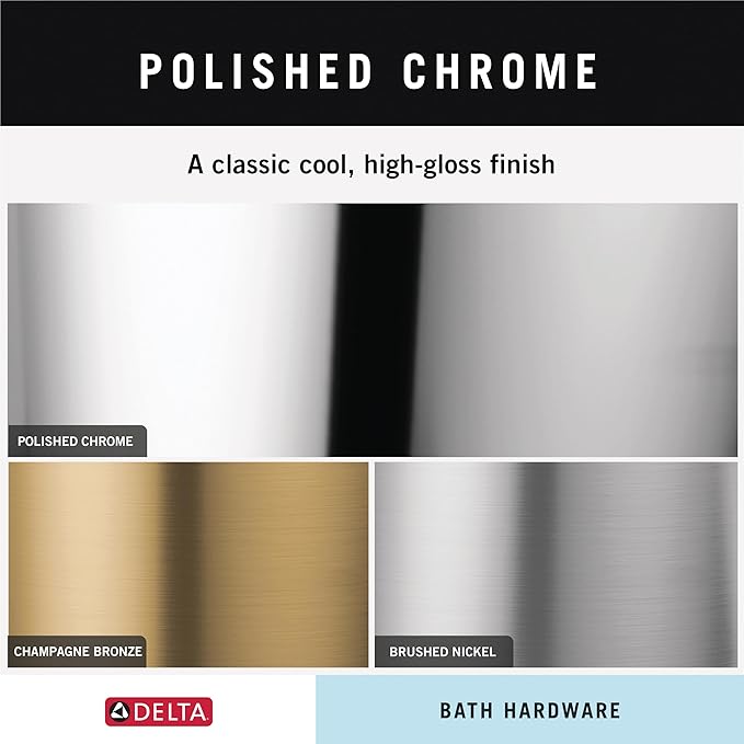 Delta Vero (1-Pack) Toilet Paper Holder Polished Chrome Tissue Roll Holder for Bathroom Organization and Storage Single Post Toilet Tissue Holder Wall Bathroom Accessories 77750