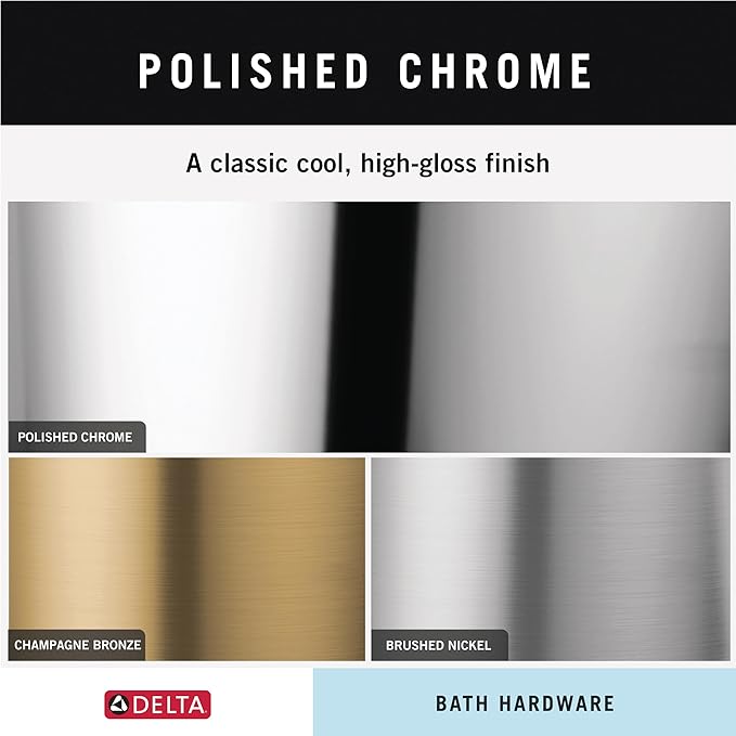 Delta Windemere (1-Pack) Toilet Paper Holder Polished Chrome Tissue Roll Holder for Bathroom Organization and Storage Spring Loaded Toilet Tissue Holder Wall Bathroom Accessories 70050