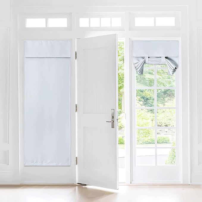 NICETOWN Door Curtains 72 inch Length for French Front Door, Room Darkening Thermal Insulated Curtains for Living Room Kitchen Window Covering Sidelight Tie up Shade, 30" Wide, 1 Panel, Greyish White