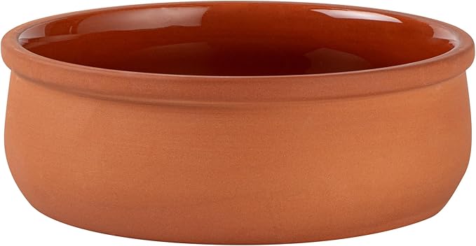 Restaurantware-Terra Tek 17 Ounce Terracotta Cazuelas, 2 Brown Glazed Clay Pots For Cooking - Oven-Ready, Microwavable, Terracotta Serving Pots, Dishwashable, For Cooking And Serving