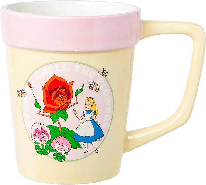 Silver Buffalo Disney Alice in Wonderland “Stop to Smell The Flowers” Ceramic 3D Sculpted Mug, 20 Ounces