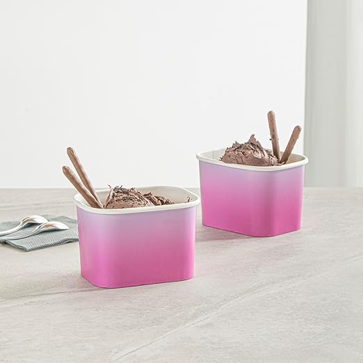 Restaurantware Paper Cups 200 Count 12 Ounce Square Disposable Ice Cream Containers, Leak-Resistant Paper Dessert To Go Cups, Hot And Cold Food, Durable Purple And Blue Ombre Design