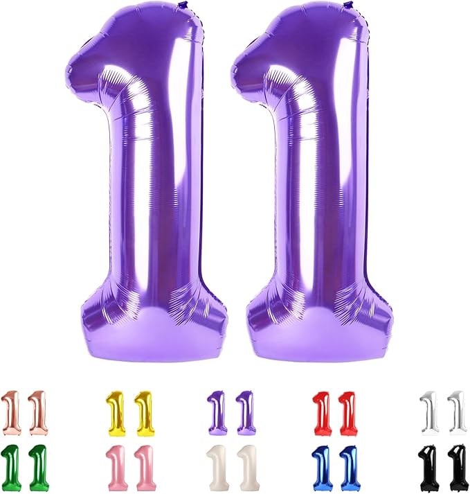 Number Balloons Big 11 11st Birthday Purple Party Decorations for Women Men, 40 In 11st Balloons for Engagement, Wedding, Celebration Party, Graduations, Photo Shoot