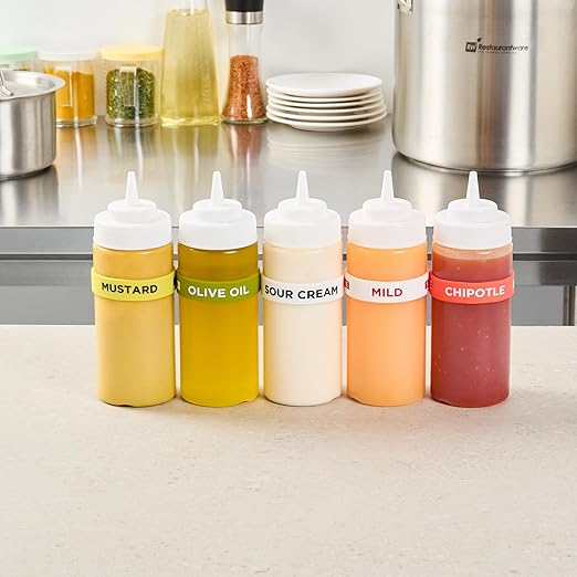 Restaurantware Silicone Squeeze Bottle Band 10 Count 2.75 Inch Dishwasher Safe Condiment Identification Band, Sour Cream White Non-Slip Label Band for Condiment Labeling at Restaurants, Food Trucks