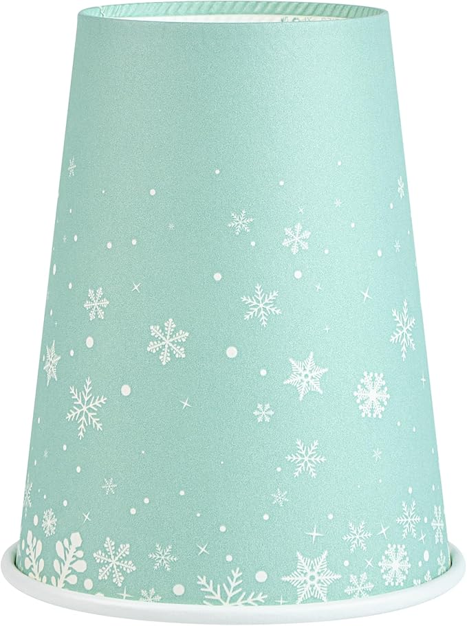 Restaurantware-Restpresso 12 Ounce Drinking Cups, 20 Hot Cups With Plastic Lids - Snowflake Design, Disposable, Light Blue Paper Coffee Cups, For Christmas Parties, Serve Hot And Cold Drinks