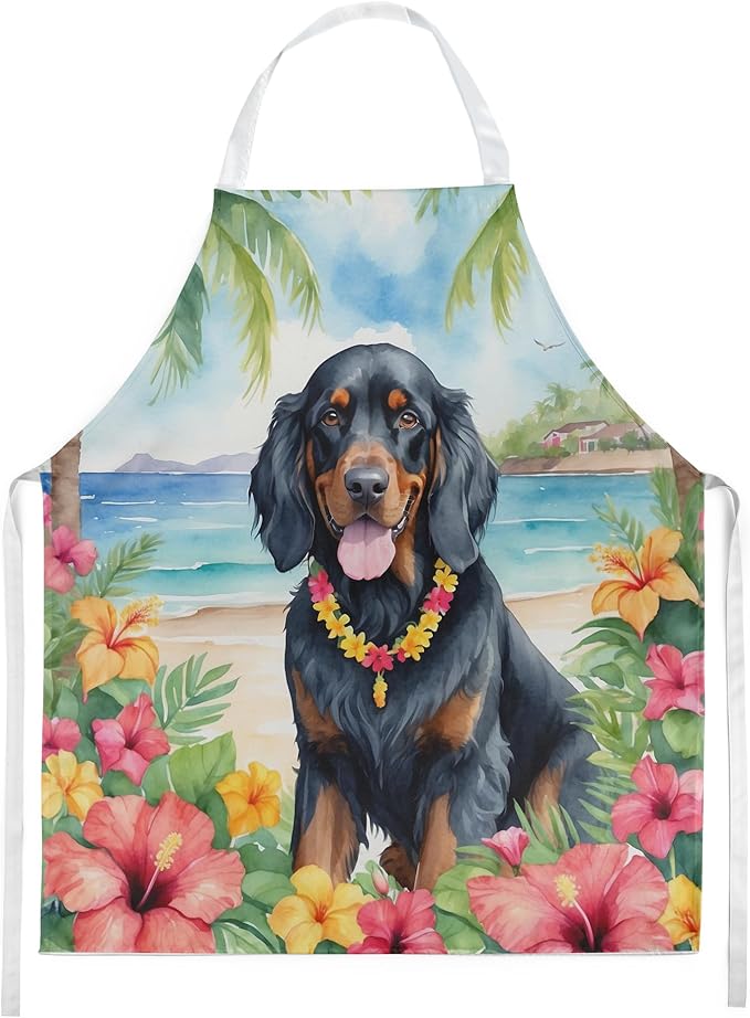 Caroline's Treasures Gordon Setter Luau Apron Cooking Kitchen Server Baking Crafts Gardening for Adult Women Men, Unisex, Large, Multicolor