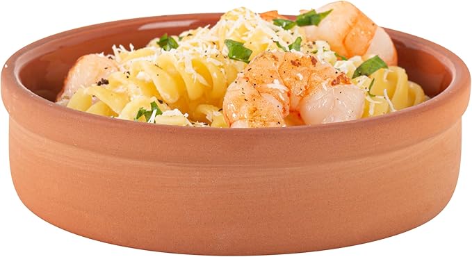 Restaurantware-Terra Tek 8.8 Ounce Terracotta Cazuelas, 2 Brown Glazed Clay Pots For Cooking - Oven-Ready, Microwavable, Terracotta Serving Pots, Dishwashable, For Cooking And Serving