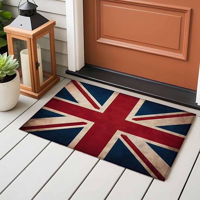 Area Rug 2x3ft, Vintage Union Jack Flag Washable Rugs for Living Room Bedroom, Reerto Flags of The United Kingdom Soft Non-Slip Area Rugs Rectangle Floor Carpet for Dining Room