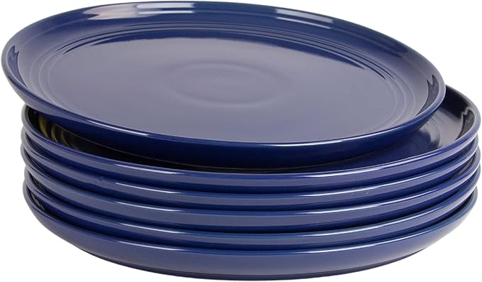 Double Line 10.5" Dinner Plate, Set of 6, Cobalt Blue