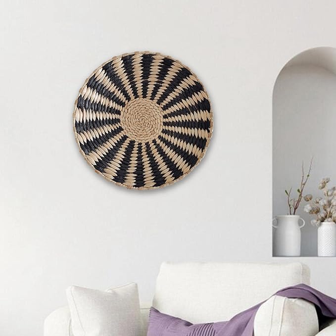 Duiaynke Woven Decor, Hanging Baskets Unique Tapestry for Hallway Bedroom Living Room Home Decorations (Black 30cm)
