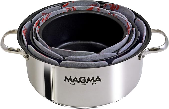 Magma A10-368 No-Skid Cookware Pot Protectors (Set of 3) – Rubberized Felt Separators to Prevent Scratches & Chipping in Nested Pots and Pans – Multi-Use Trivets for Marine, RV & Home Kitchens
