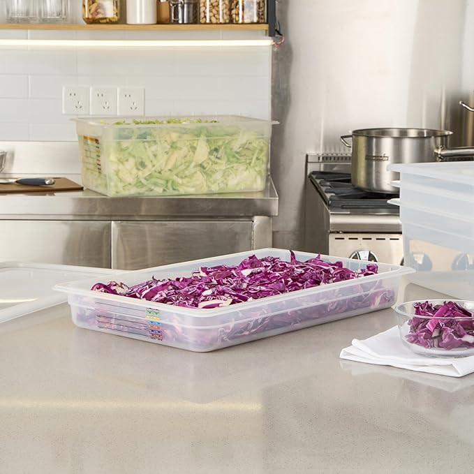 Restaurantware Food Storage Container 10 Pack of 20.7 x 12.6 x 2.5 Inches Plastic Stackable Storage Box White Reusable Label Container Dishwasher Safe For Restaurants And Kitchens