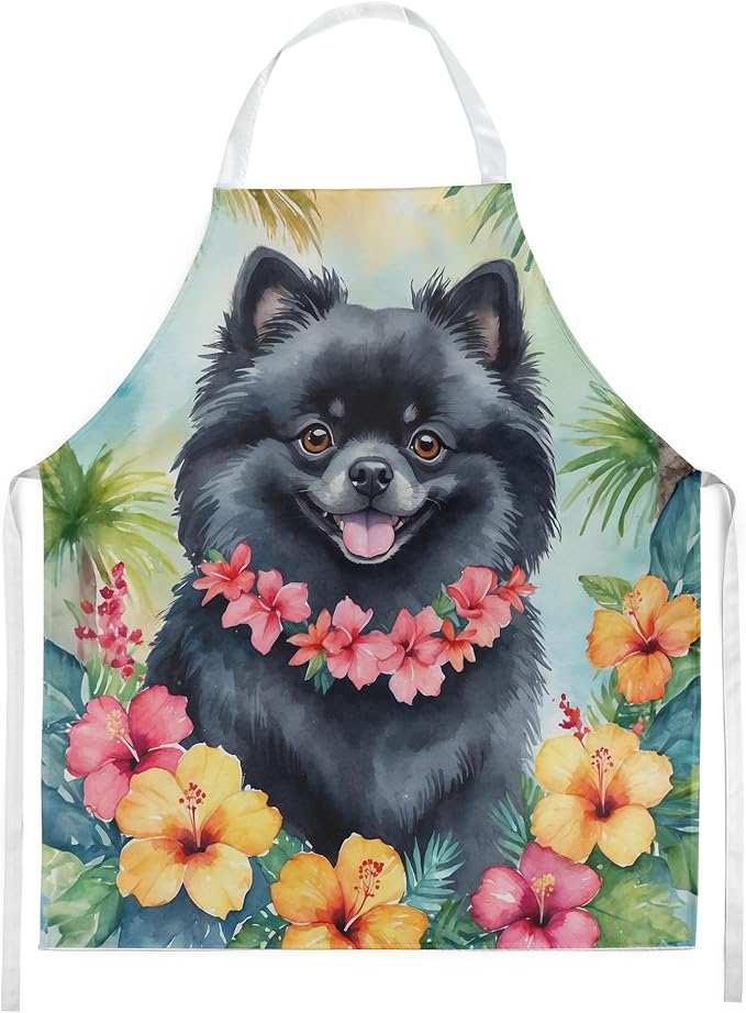 Caroline's Treasures Pomeranian Luau Apron Cooking Kitchen Server Baking Crafts Gardening for Adult Women Men, Unisex, Large, Multicolor