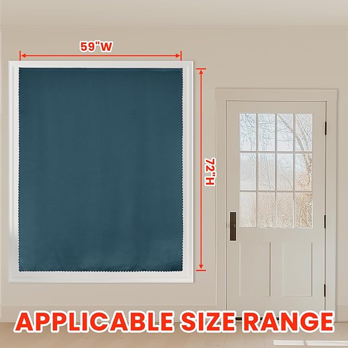 AJAZZ self Adhesive Portable 100% Blackout Curtains Simple and Easy to installBedroom Window Thermal Lnsulated Kitchen Room Darkening Black Small Drapes 1-Pack