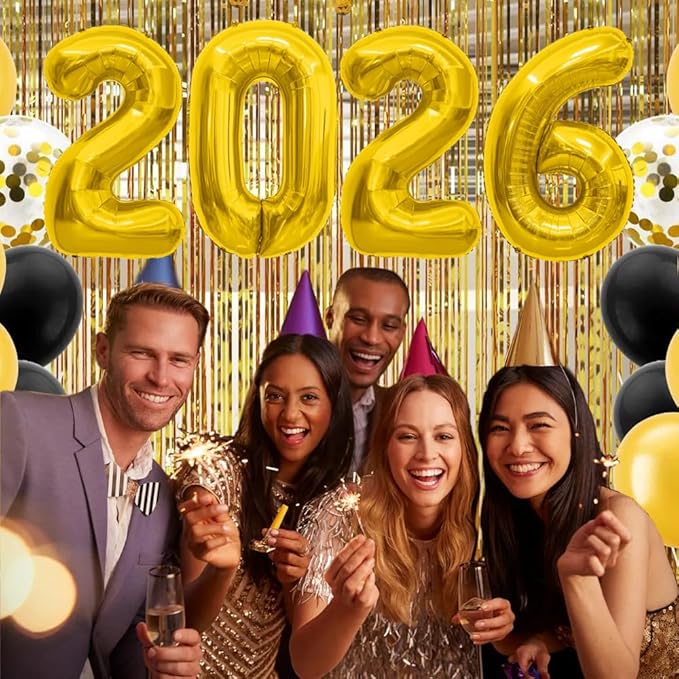 2026 Balloons 40 Inch Gold 2026 Number Balloons 2026 Decorations Happy New Year Balloon Large 2026 Foil Mylar Balloon Number for New Year Eve Party Supplies Graduation Birthday Anniversary Decorations