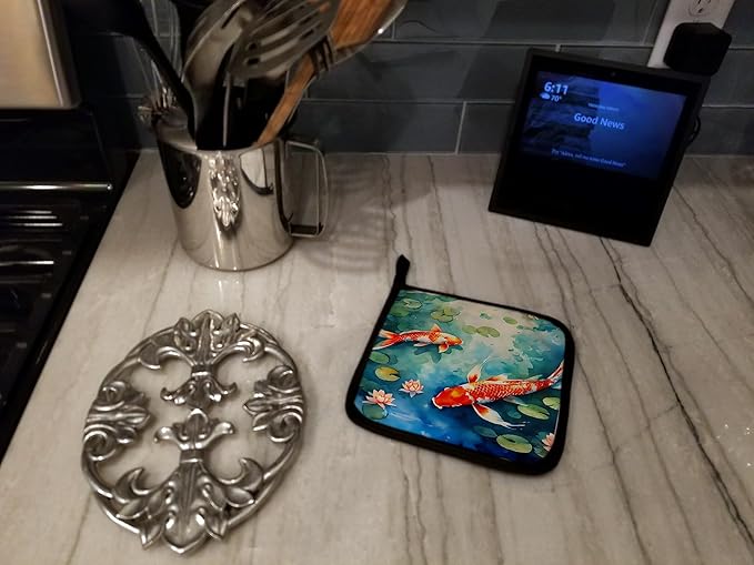 Caroline's Treasures Koi Fish Pair of Pot Holders Kitchen Heat Resistant Pot Holders Sets Oven Hot Pads for Cooking Baking BBQ, 7 1/2 x 7 1/2