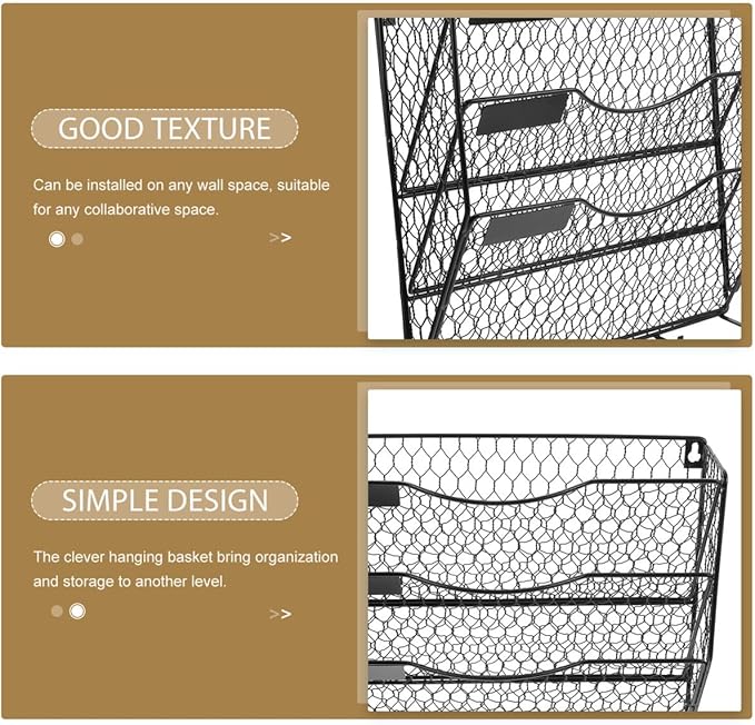 Metal Book Rack Wall Mount File Basket Wire Baskets for Organizing Wall Magazine Holder