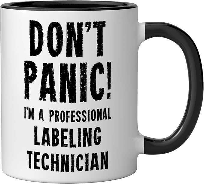 Labeling Technician Ceramic Mug, Black/White