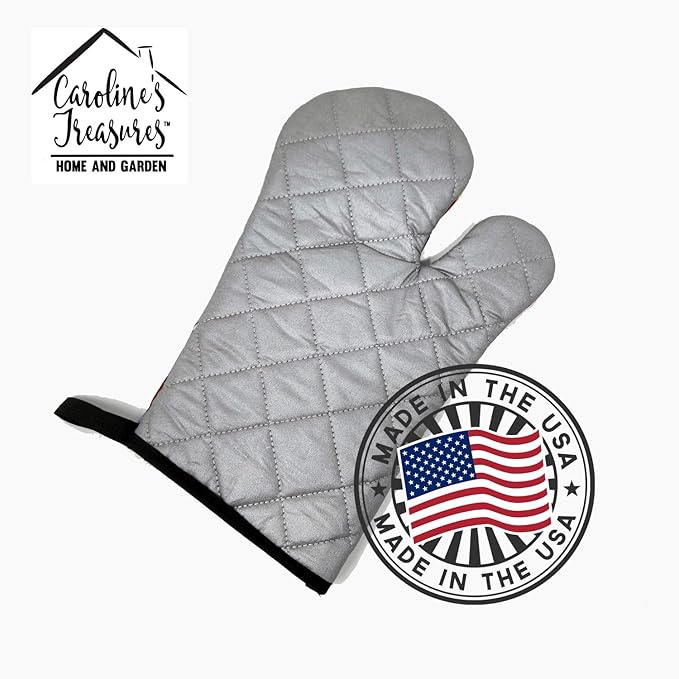Caroline's Treasures SS8627OVMT Golden Retriever Oven Mitt Heat Resistant Thick Oven Mitt for Hot Pans and Oven, Kitchen Mitt Protect Hands, Cooking Baking Glove