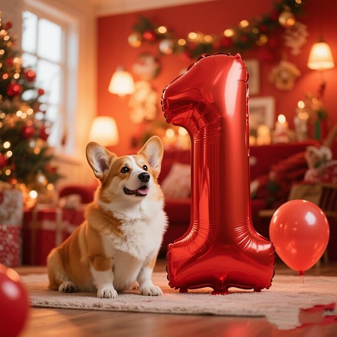 1 Balloons Number for First Birthday, 1St Balloon Numbers 40 Inch, Red for Baby Shower, Big Baloon for 1 11 12 13 16 18 21 Birthday Wedding Anniversaries Party
