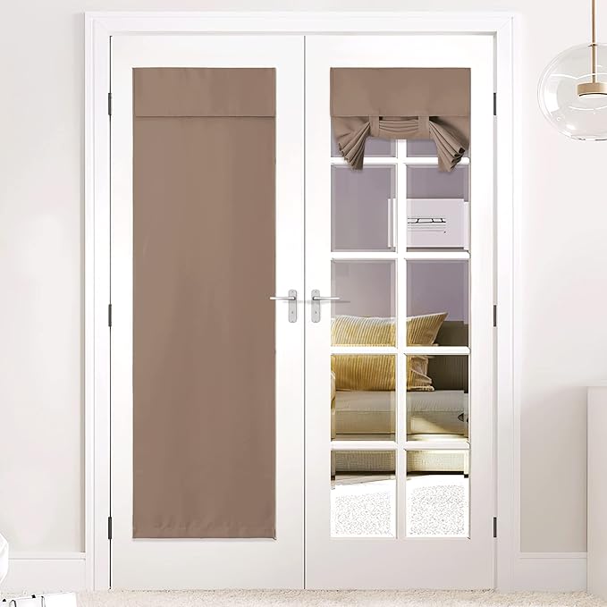NICETOWN Room Darkening Blinds for Front French Door, Privacy Window Curtains Thermal Insulate Covering for Patio Glass, 26 inch x 80 inches, Cappuccino, 1 Panel