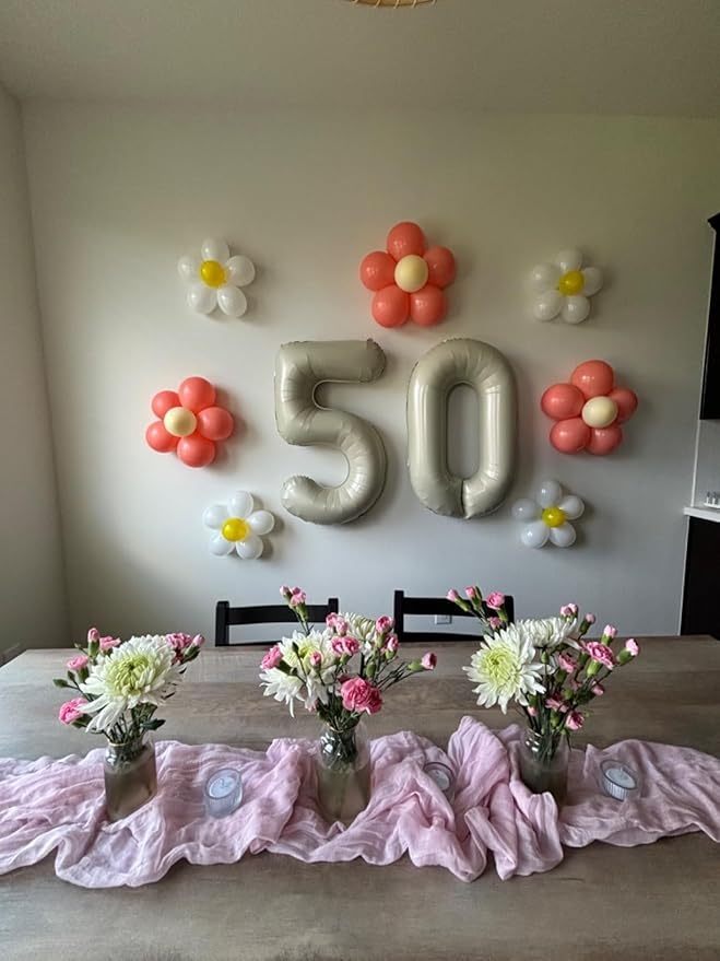 5 Numbers Balloon Birthday Decorations for Women Men, Number Balloons 40 In, Cream Birthday Party Decorations Big Balloons for 15 25 35 Wedding, Celebration Party, Graduations