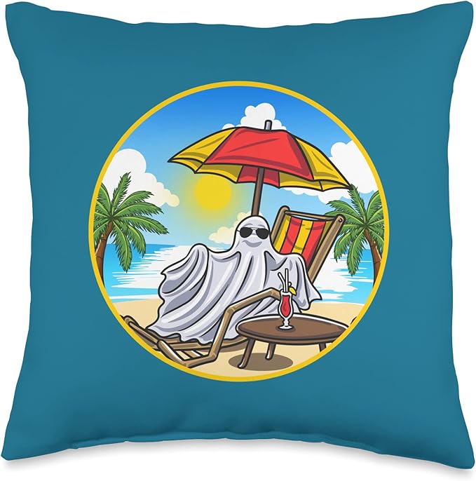 Cute Sheet Ghost Aesthetic Goth Beach Gothic Summer Ocean Throw Pillow