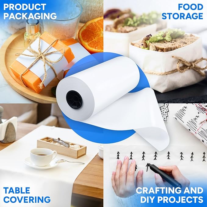 18" x 13200" (1100') Made in USA White Freezer Paper Roll – Moisture-Resistant Wrap, Prevents Freezer Burn, Keeps Meat Fresh for up to 1 year – Plastic Coated Paper for Meat, Fish, and Poultry