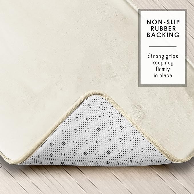 Clara Clark Bathroom Rugs, Velvet Memory Foam Bath Mat, Non-Slip, Machine Washable Bath Rugs - Dries Quickly, Ultra Soft Plush Bath Mats for Bathroom, 20 x 32, Solid White