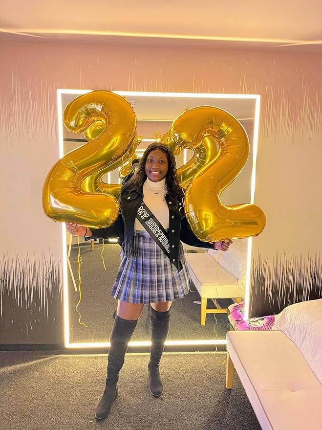 40 Inch Gold 22 Balloon Numbers, 22 Birthday Decorations for Women Men, Number 22 Balloons, Balloons for Birthday Party, Wedding, Celebration