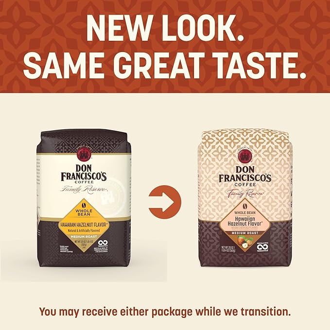 Don Francisco's Hawaiian Hazelnut Whole Bean Coffee, Medium Roast – 100% Arabica, Flavored Coffee, 20 oz Bag
