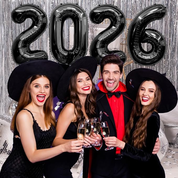2026 Balloons New Years Balloons 40 Inch Black 2026 Balloon Numbers for Happy New Year 20 26 Decorations New Years Eve Balloon Globos De Fin De Año for Graduation Nye Decor Party Supplies
