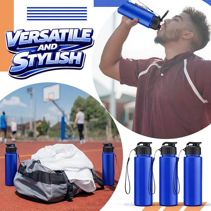 Mifoci 20 Pieces Water Bottle Bulk 17 oz Plastic Water Bottles Bulk Gym Sports Adults Reusable Large Bottles with Leak Proof Flip Top for Party Outdoor (Solid Blue)
