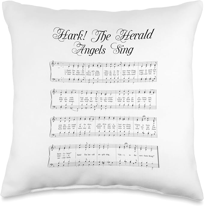 Classic Christmas Sheet Music Hark the Herald Angels Sing Throw Pillow